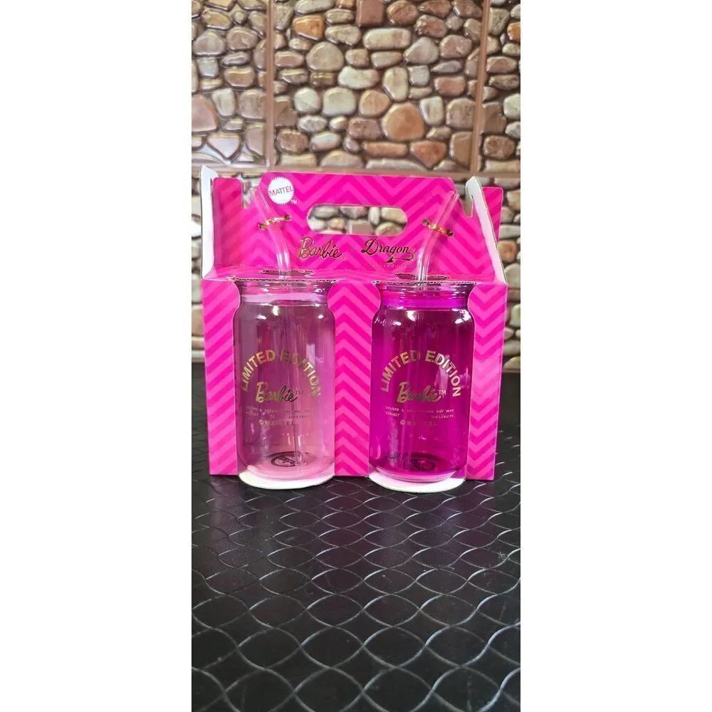 Barbie x Dragon Glassware Limited Edition Drinking Glasses & Straw